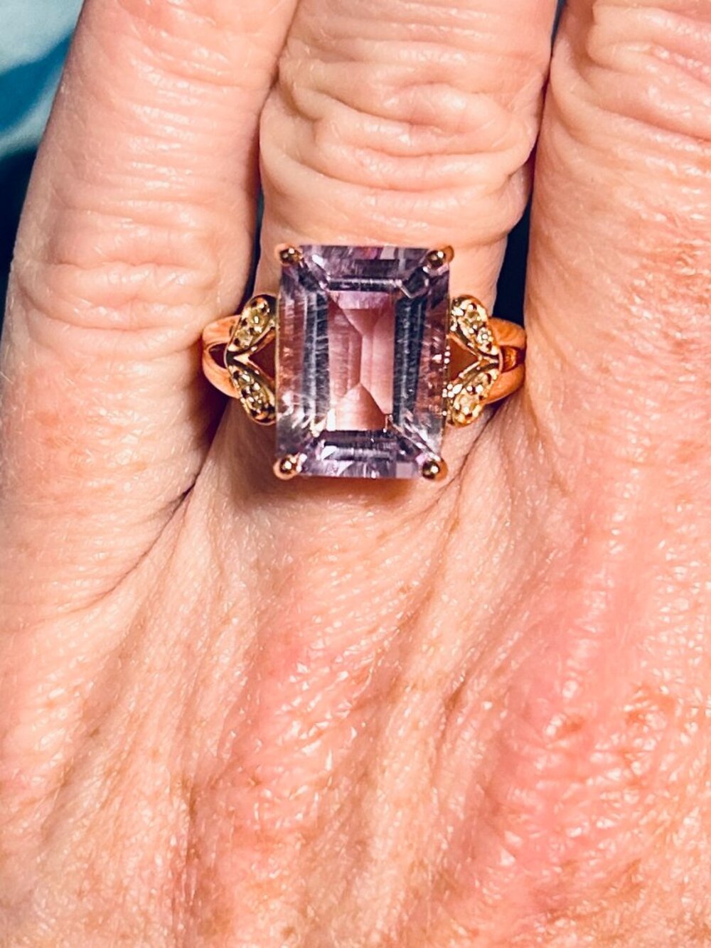 JTV 6.04CT Amethyst w/05.CT Diamond 18K Gold over Silver Ring - sz 7 NWT
